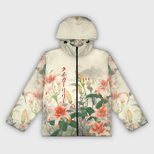 Женская ветровка Тигровые лилии - японский стиль / 3D-Черный – фото 1