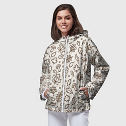 Ветровка с капюшоном женская Осень - бежевый 2, цвет: 3D-белый — фото 2
