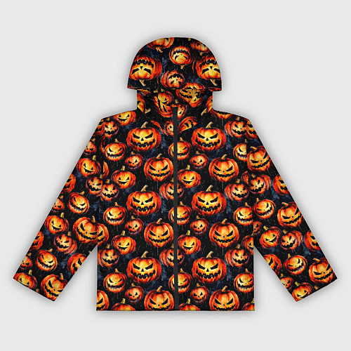 Женская ветровка Весёлые тыквы на Хеллоуин паттерн / 3D-Черный – фото 1
