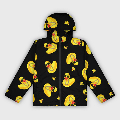 Женская ветровка Жёлтая уточка в в темных очках и цепочке на черном / 3D-Черный – фото 1