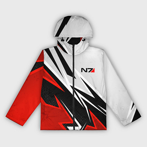 Женская ветровка N7 mass effect - white and red / 3D-Черный – фото 1