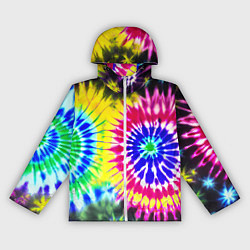 Ветровка с капюшоном женская Colorful floral composition - tie-dye, цвет: 3D-белый