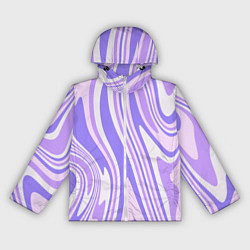 Ветровка с капюшоном женская Абстракция волны сиреневый, цвет: 3D-белый