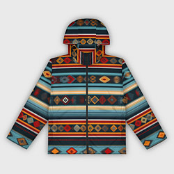 Ветровка с капюшоном женская Этнический орнамент в горизонтальную полоску, цвет: 3D-черный