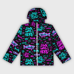 Ветровка с капюшоном женская Jinx Arcane pattern neon, цвет: 3D-белый