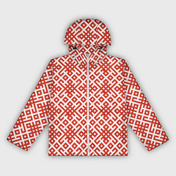 Ветровка с капюшоном женская Славянские обережные узоры, цвет: 3D-белый