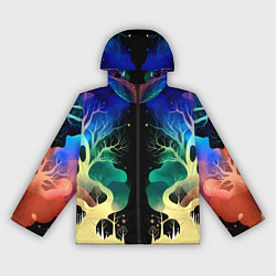 Ветровка с капюшоном женская Звёздная ночь в сказочном лесу, цвет: 3D-черный