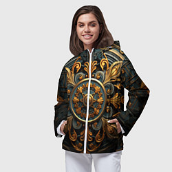 Ветровка с капюшоном женская Круглый орнамент в викингском стиле, цвет: 3D-белый — фото 2