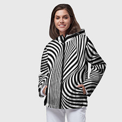 Ветровка с капюшоном женская Цвета зебры оптическая иллюзия, цвет: 3D-черный — фото 2