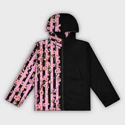 Ветровка с капюшоном женская Сакура и полосы, цвет: 3D-черный