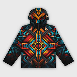 Ветровка с капюшоном женская Симметричный геометрический узор в этническом стил, цвет: 3D-черный