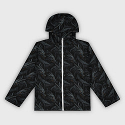 Ветровка с капюшоном женская Черные драконы паттерн, цвет: 3D-белый