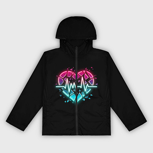 Женская ветровка Разбитое сердце с линией пульса со свечением / 3D-Черный – фото 1