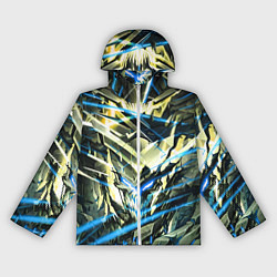 Ветровка с капюшоном женская Киберпанк адский скелет синий, цвет: 3D-белый