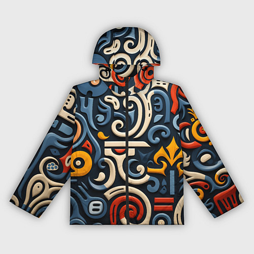 Женская ветровка Абстрактный цветной паттерн в славянском стиле / 3D-Черный – фото 1