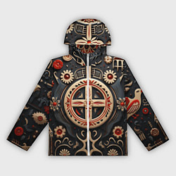 Ветровка с капюшоном женская Орнамент в славянской стилистике, цвет: 3D-белый