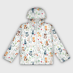 Ветровка с капюшоном женская Акварельные сказочные лесные звери от нейросети -, цвет: 3D-белый