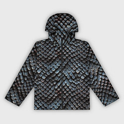 Ветровка с капюшоном женская Паттерн чешуя дракона, цвет: 3D-черный