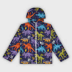Ветровка с капюшоном женская Мультяшные динозавры, цвет: 3D-белый