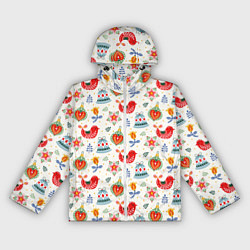 Ветровка с капюшоном женская Рождественские узоры, цвет: 3D-белый