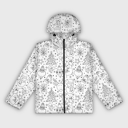 Женская ветровка Черно-белый новогодний патерн / 3D-Черный – фото 1