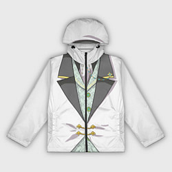 Ветровка с капюшоном женская Белый мультяшный фрак с шейным платком, цвет: 3D-черный