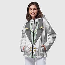 Ветровка с капюшоном женская Белый мультяшный фрак с шейным платком, цвет: 3D-черный — фото 2