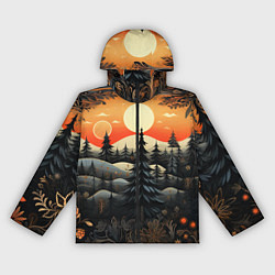 Ветровка с капюшоном женская Зимний лес в ожидании праздника, цвет: 3D-черный
