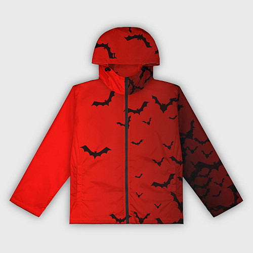 Женская ветровка Летучие мыши на красном фоне / 3D-Черный – фото 1