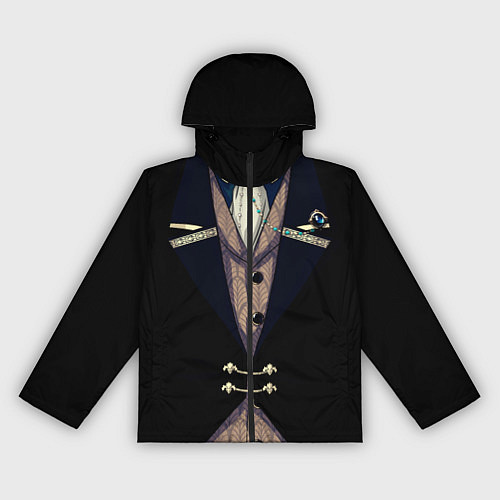 Женская ветровка Фрак тёмный с цепочками и брошью / 3D-Черный – фото 1