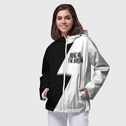 Ветровка с капюшоном женская Bring me the horizon black steel, цвет: 3D-белый — фото 2