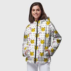 Ветровка с капюшоном женская Смешная кошка, цвет: 3D-черный — фото 2