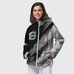 Ветровка с капюшоном женская Volvo - монохромный серый, цвет: 3D-белый — фото 2