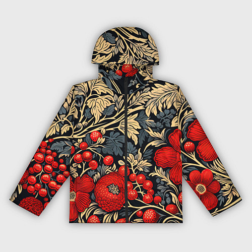Женская ветровка Новогодние ягодки и узоры / 3D-Черный – фото 1