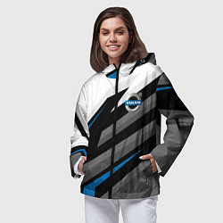 Ветровка с капюшоном женская Volvo - blue sport, цвет: 3D-черный — фото 2