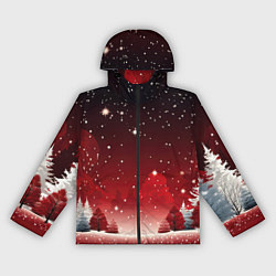 Ветровка с капюшоном женская Зимний берег реки с деревьями и льдом, цвет: 3D-черный