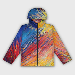 Ветровка с капюшоном женская Смешение масляных красок синий жёлтый красный живо, цвет: 3D-черный