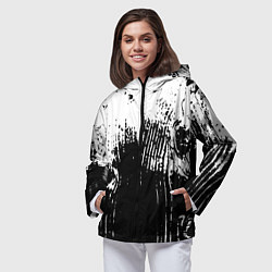 Ветровка с капюшоном женская Черно-белая абстракция гранж, цвет: 3D-черный — фото 2