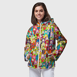 Ветровка с капюшоном женская Веселые русские матрешки, цвет: 3D-белый — фото 2