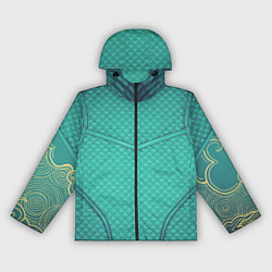 Ветровка с капюшоном женская Бирюза и золотые облака, цвет: 3D-черный