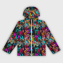 Ветровка с капюшоном женская Multicolored english letters, цвет: 3D-белый