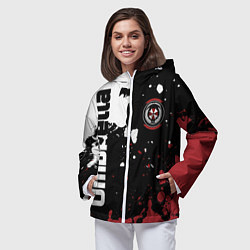 Ветровка с капюшоном женская Umbrella Security на спортивном красно бело чёрном, цвет: 3D-белый — фото 2