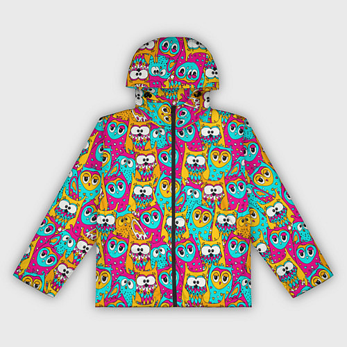Женская ветровка Разноцветные совы / 3D-Черный – фото 1