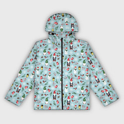 Ветровка с капюшоном женская Новогодние акварельные гномы, цвет: 3D-черный