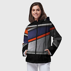 Ветровка с капюшоном женская Blue black red, цвет: 3D-черный — фото 2
