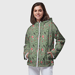 Ветровка с капюшоном женская Goblincore - паттерн, цвет: 3D-белый — фото 2
