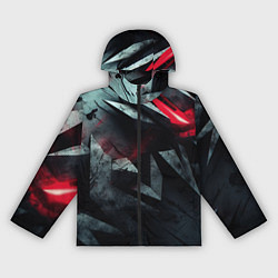 Ветровка с капюшоном женская Черная металлическая с красной вставкой, цвет: 3D-черный