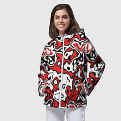 Ветровка с капюшоном женская Агрессивный яркий камуфляж, цвет: 3D-белый — фото 2