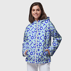 Ветровка с капюшоном женская Синие каракули, цвет: 3D-белый — фото 2