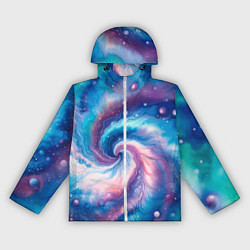 Ветровка с капюшоном женская Галактический тай-дай, цвет: 3D-белый